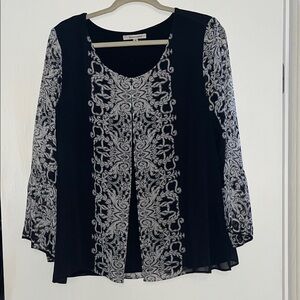 Black and White Patterned Blouse